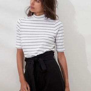 Banana Republic Striped Mock Neck Top